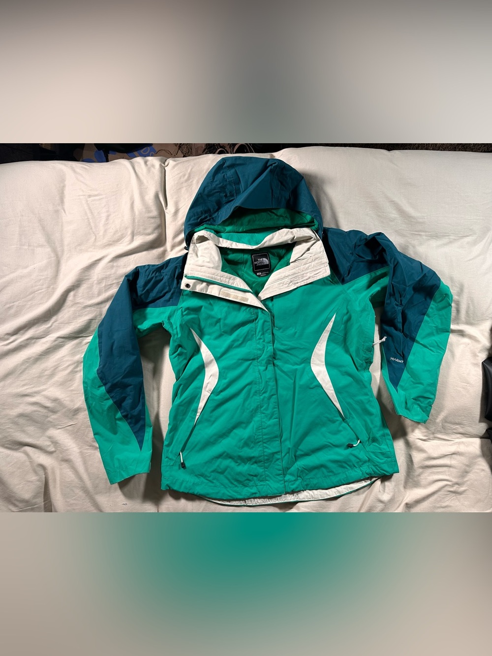 THE NORTH FACE OUTER SHELL WOMENS GREEN JACKET LARGE Gorpcore Retro Snow Gear